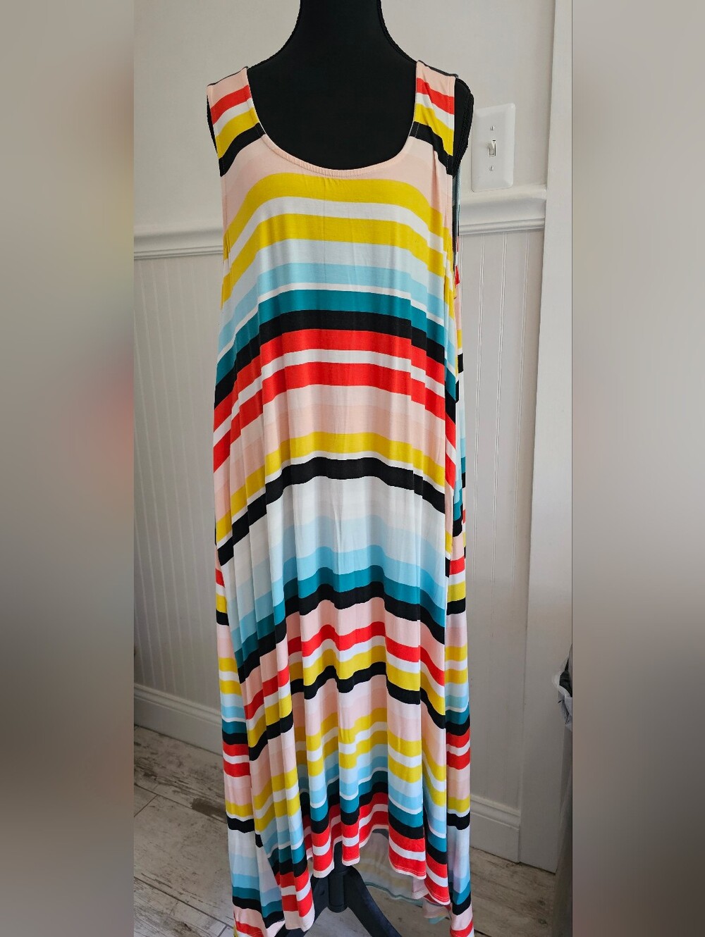 Torrid Multi Colored Stripe Maxi Tank Dress Hi-lo Hem 3X